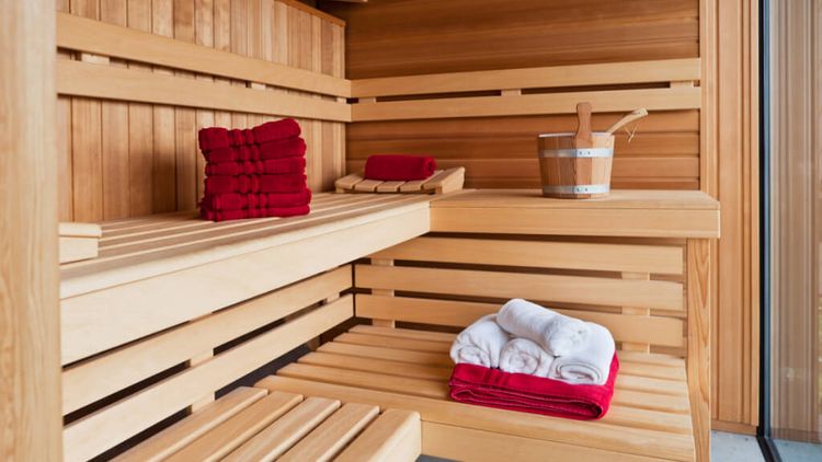 Sauna mit Handtüchern